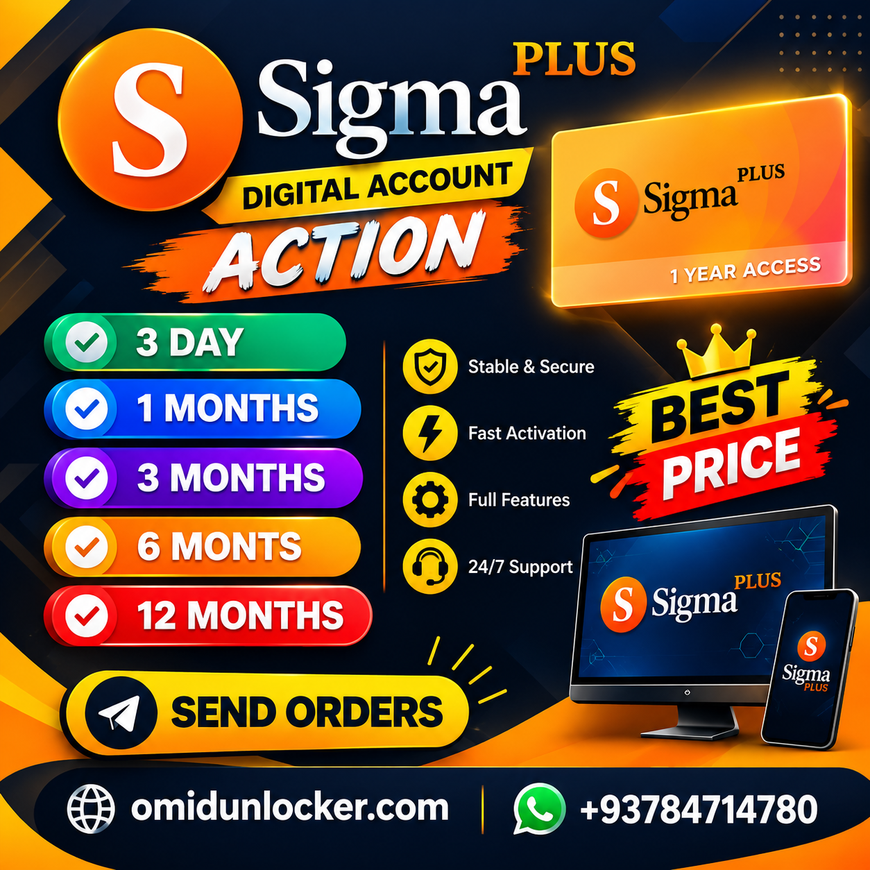 Sigma Plus Digital Account Activation | 3 Days ⭐️