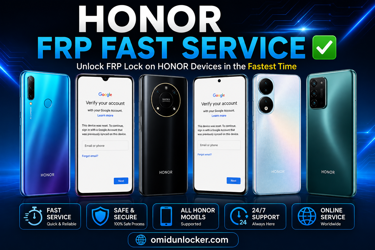 Honor FRP By Key by ( SN - IMEI ) 1-60 MIN Max 24 Hours ⭐️ 